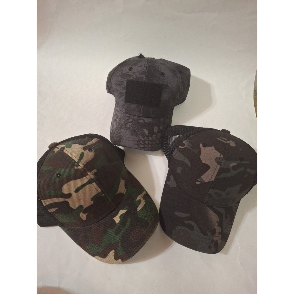 LOTE 3 Camo Baseball Cap Green Adjustable Camouflage